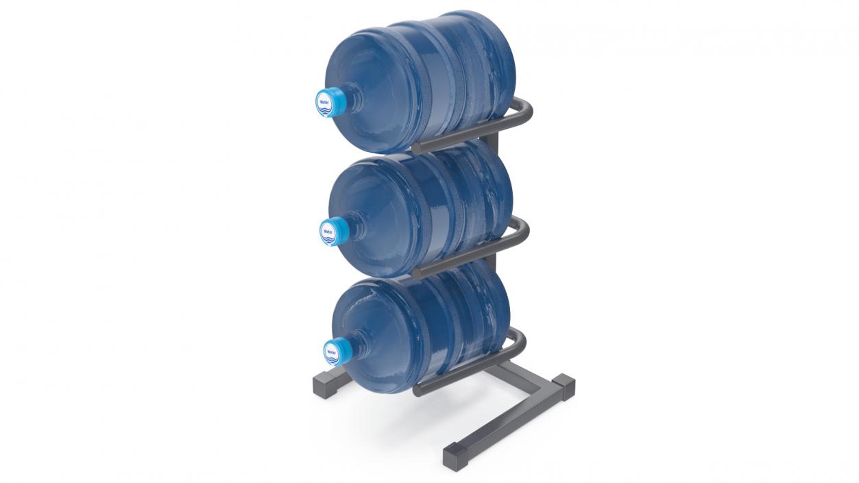 Gallon Water Bottle 3 Tier Holder Shelf Gray 3D model