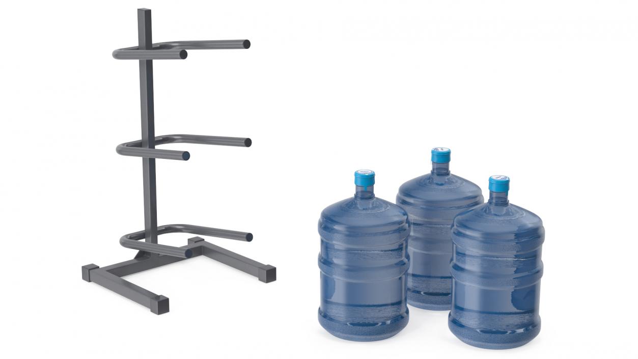 Gallon Water Bottle 3 Tier Holder Shelf Gray 3D model