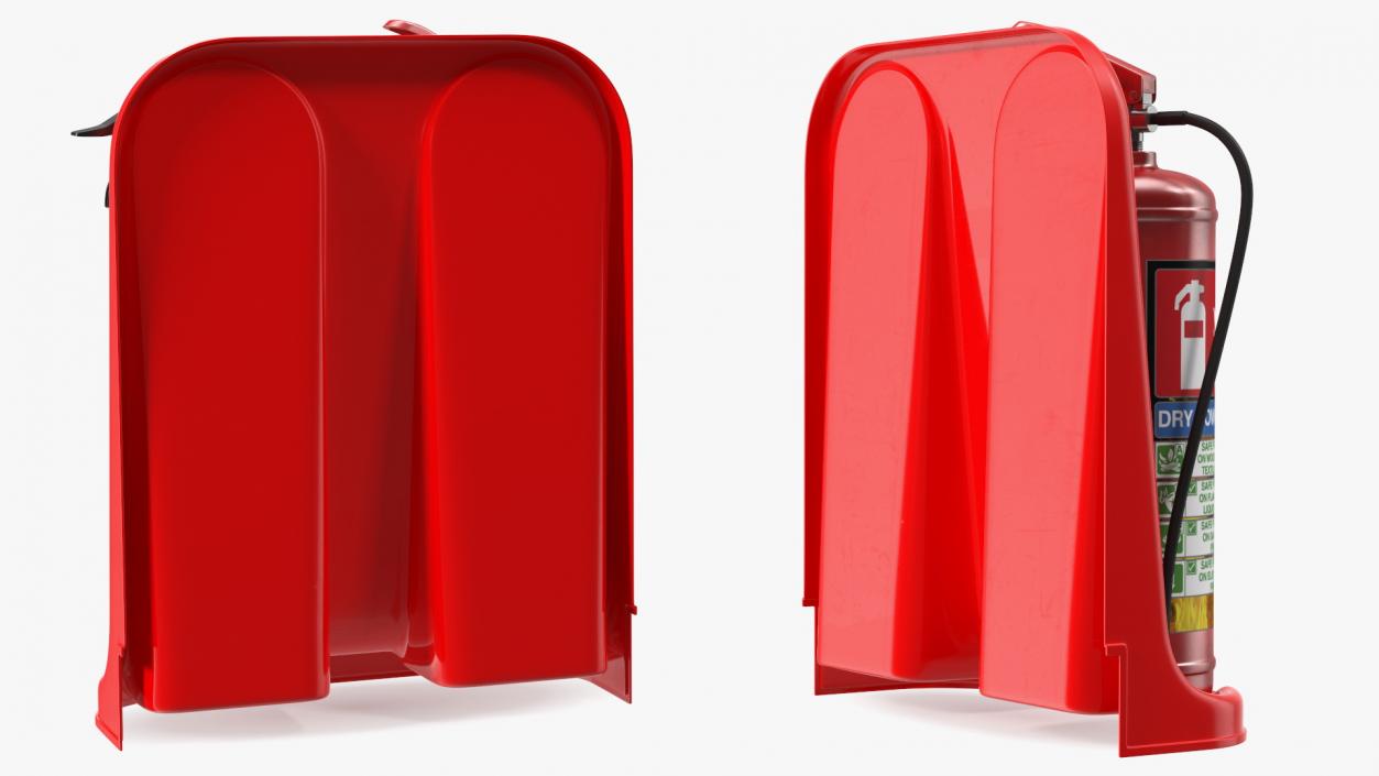 3D model Double Fire Extinguisher Fiberglass Stand Set