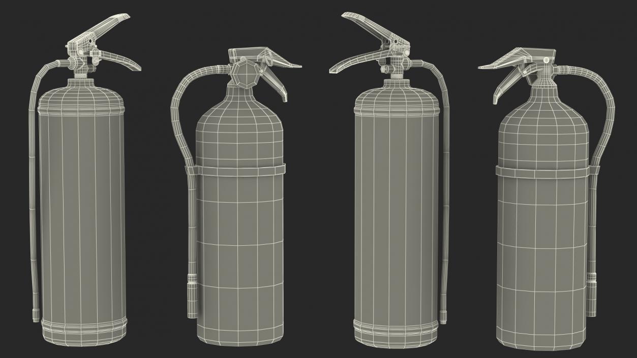 3D model Double Fire Extinguisher Fiberglass Stand Set