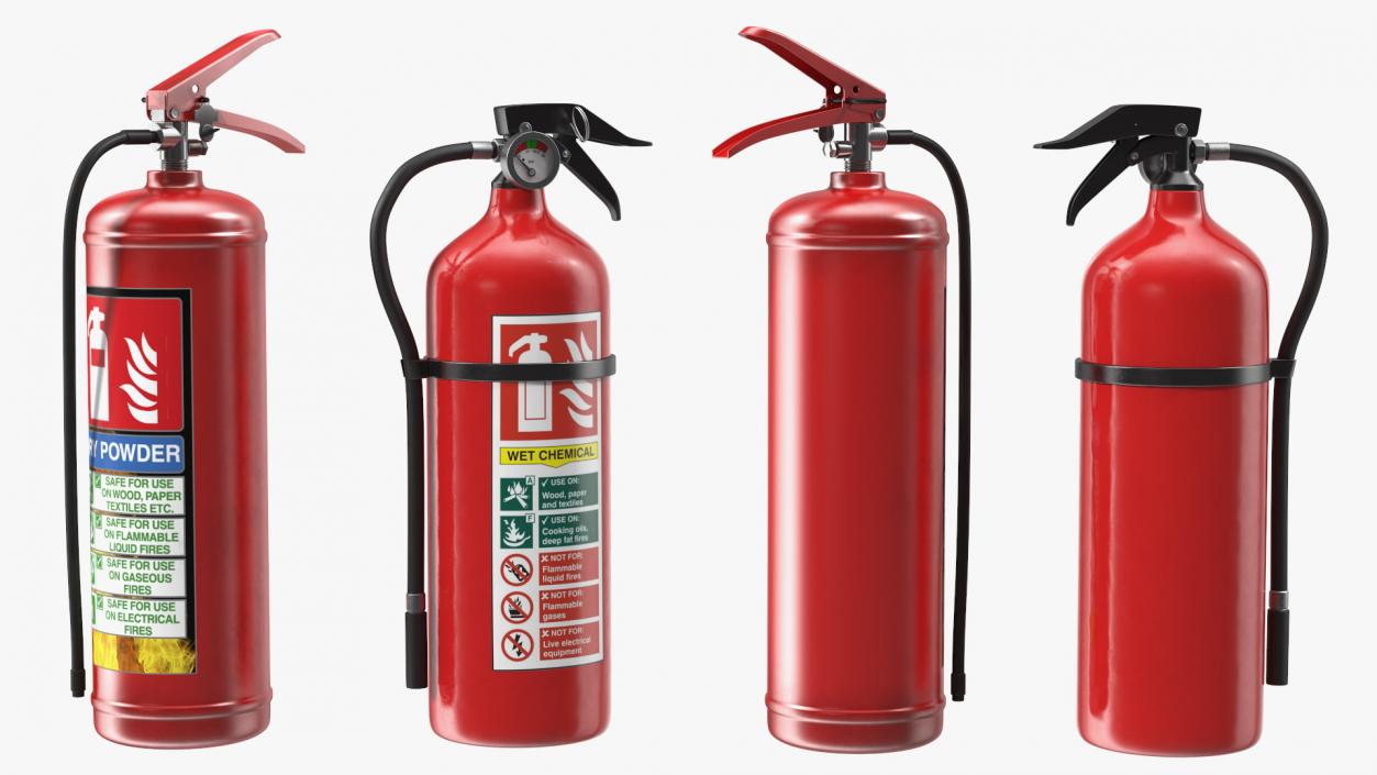 3D model Double Fire Extinguisher Fiberglass Stand Set