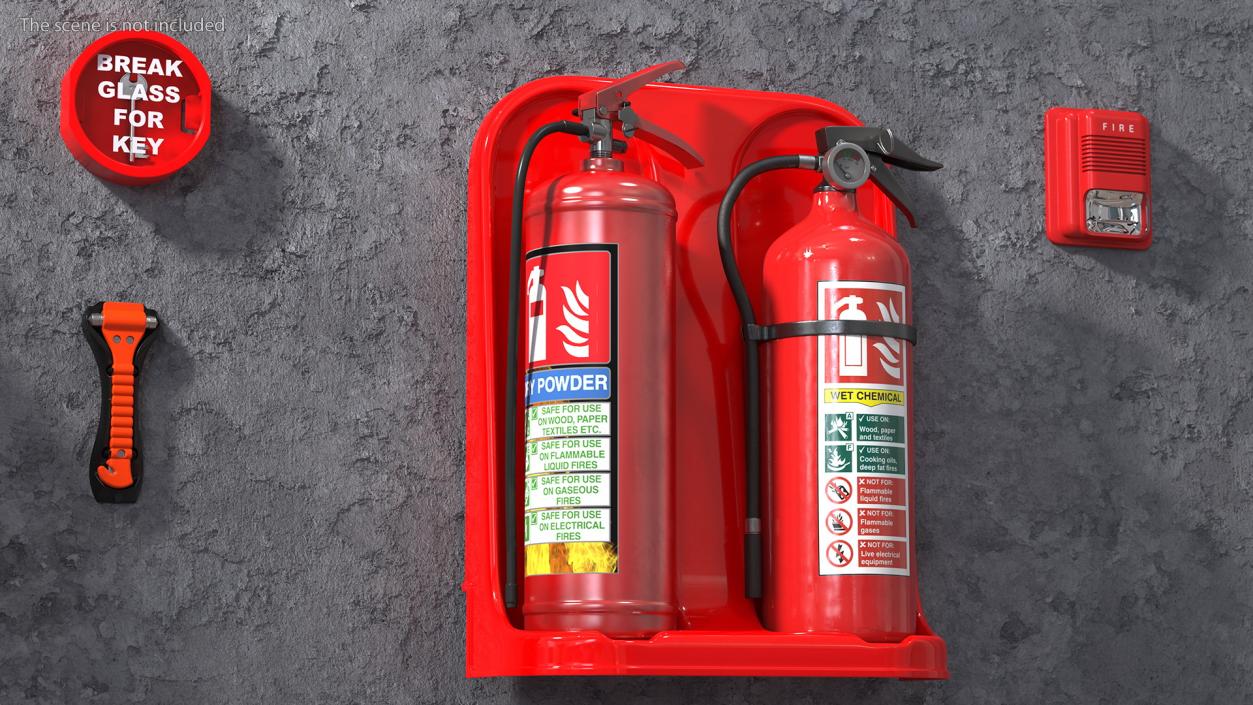 3D model Double Fire Extinguisher Fiberglass Stand Set