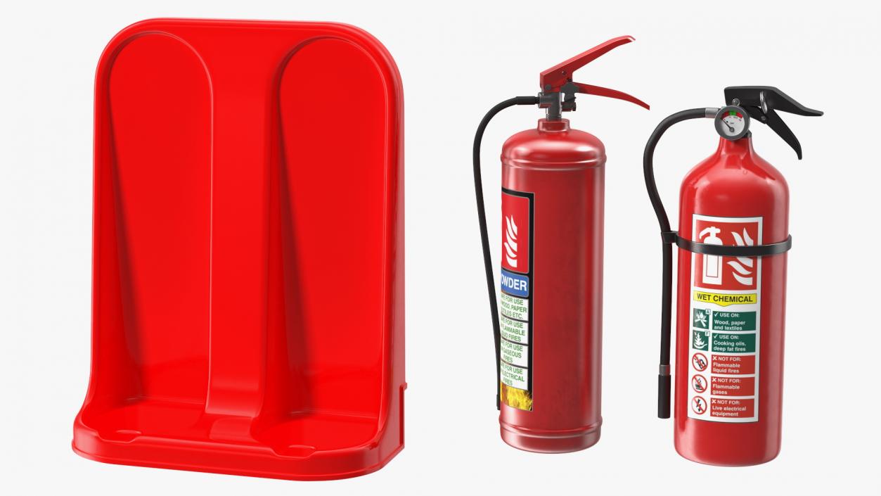 3D model Double Fire Extinguisher Fiberglass Stand Set