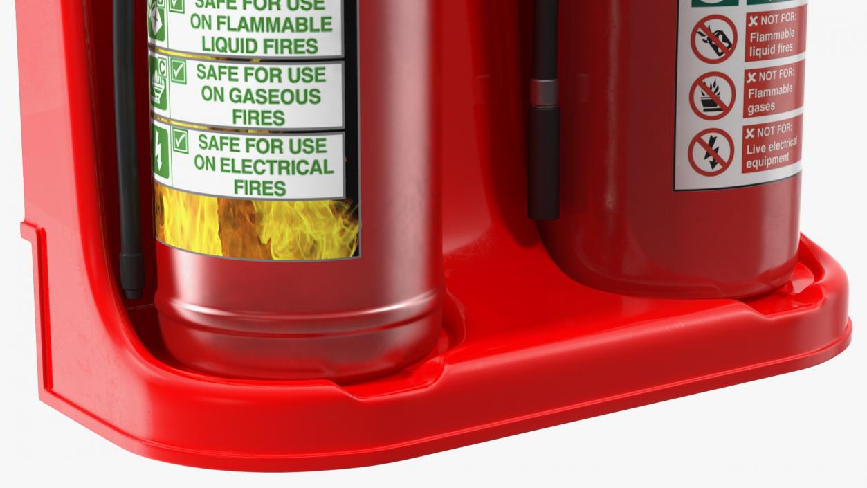 3D model Double Fire Extinguisher Fiberglass Stand Set