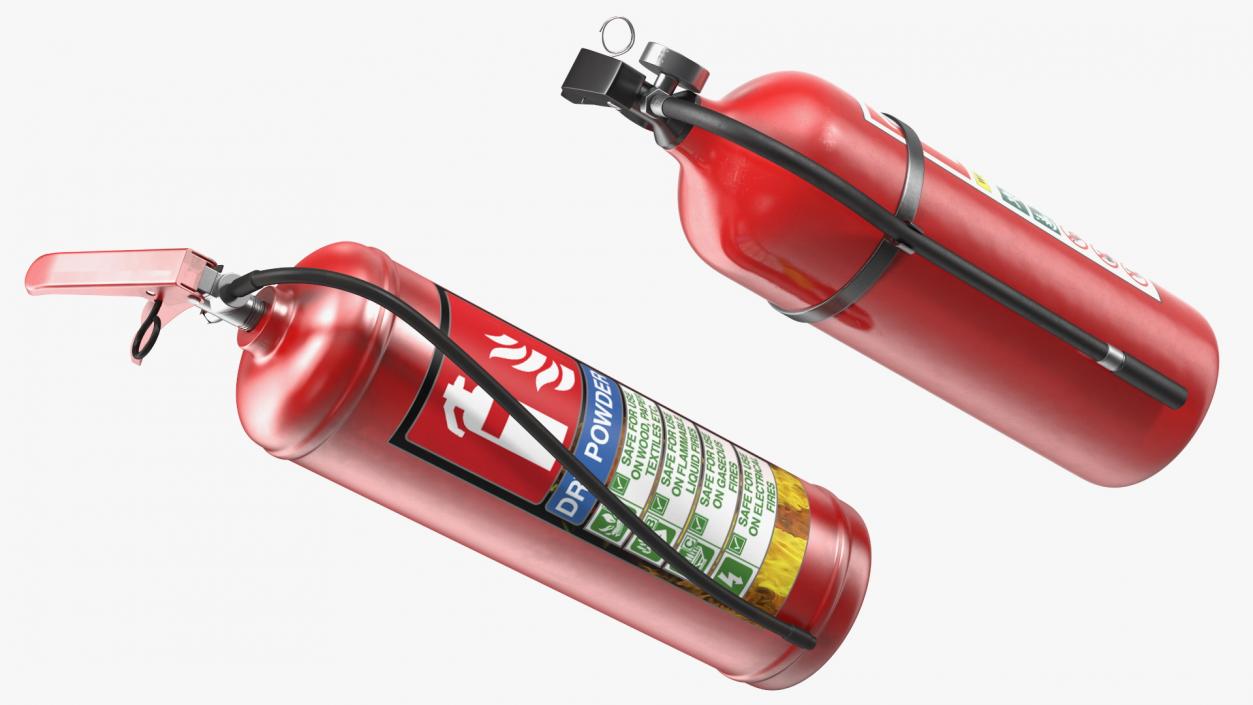 3D model Double Fire Extinguisher Fiberglass Stand Set