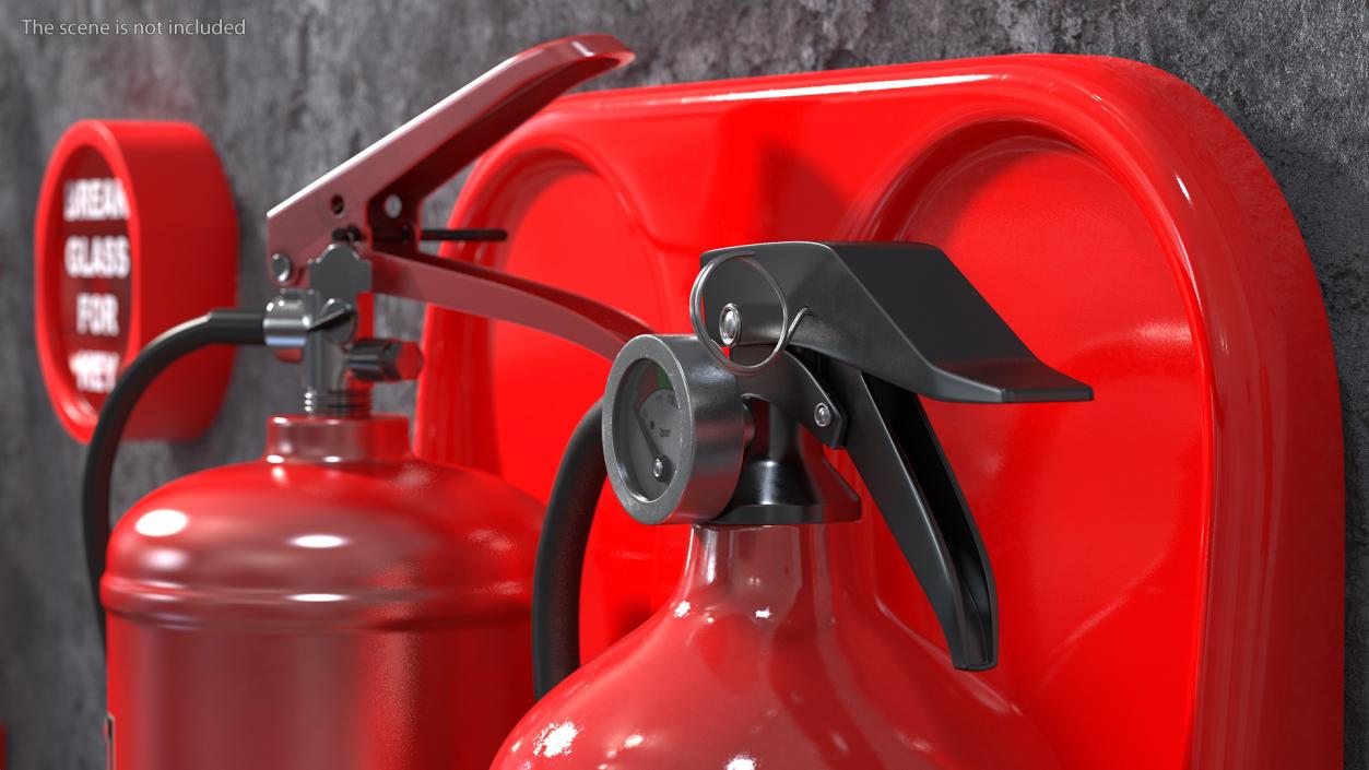 3D model Double Fire Extinguisher Fiberglass Stand Set