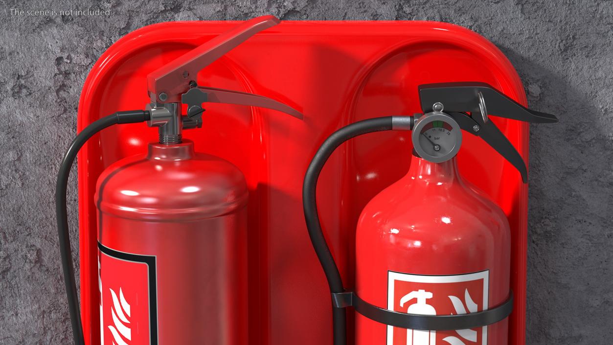 3D model Double Fire Extinguisher Fiberglass Stand Set