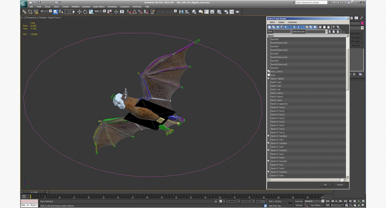 Bat with Fur Rigged 3D model