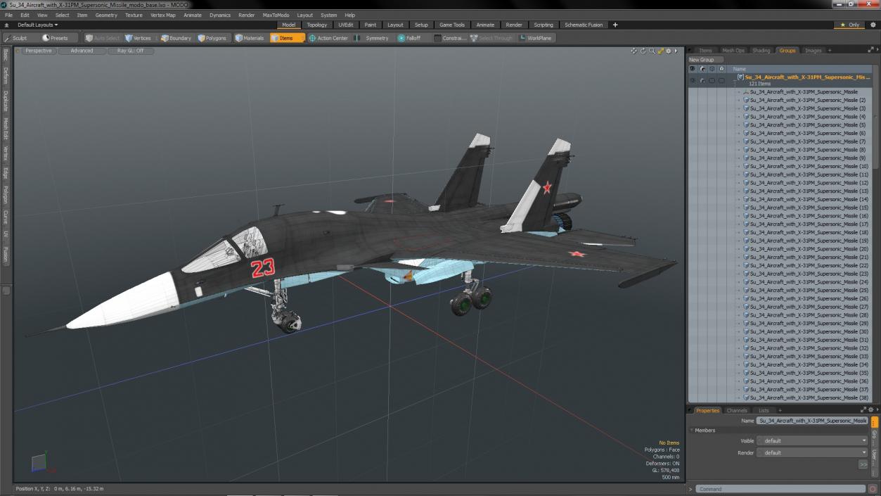 3D model Su 34 Aircraft with X-31PM Supersonic Missile