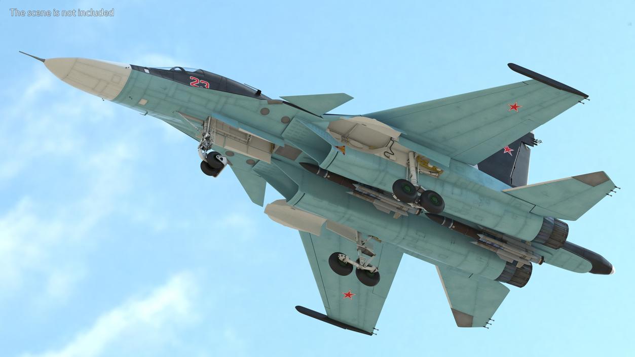 3D model Su 34 Aircraft with X-31PM Supersonic Missile