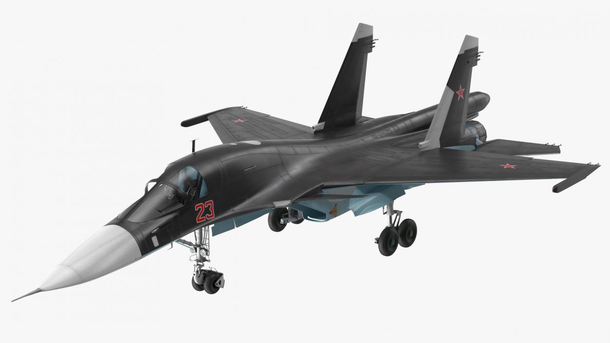 3D model Su 34 Aircraft with X-31PM Supersonic Missile