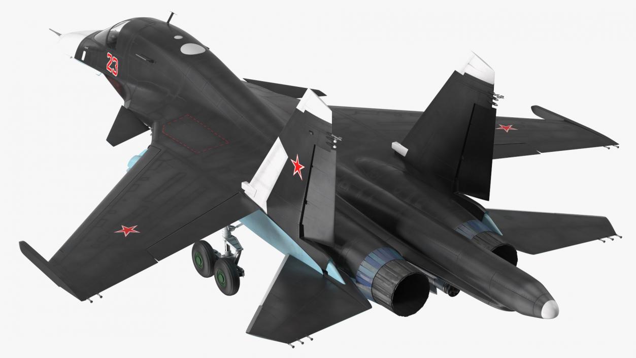 3D model Su 34 Aircraft with X-31PM Supersonic Missile