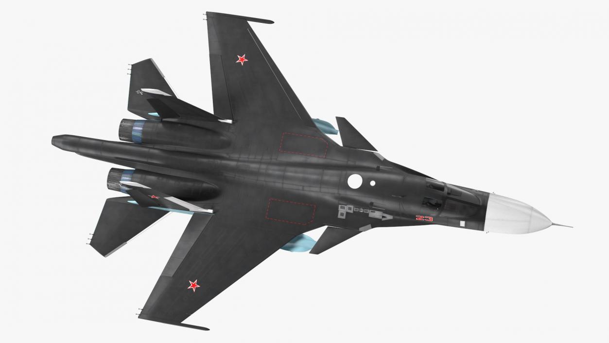 3D model Su 34 Aircraft with X-31PM Supersonic Missile