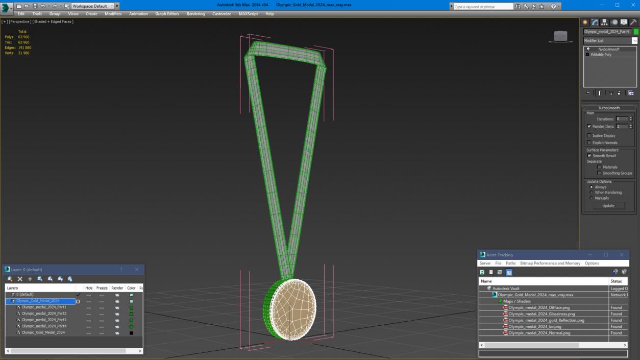 3D Olympic Gold Medal 2024 model