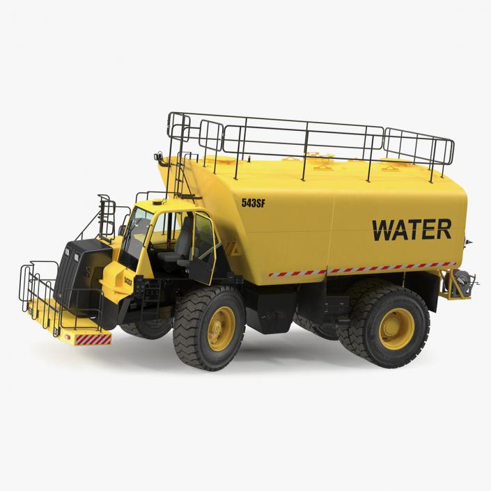 Yellow Construction Water Truck Rigged for Maya 3D