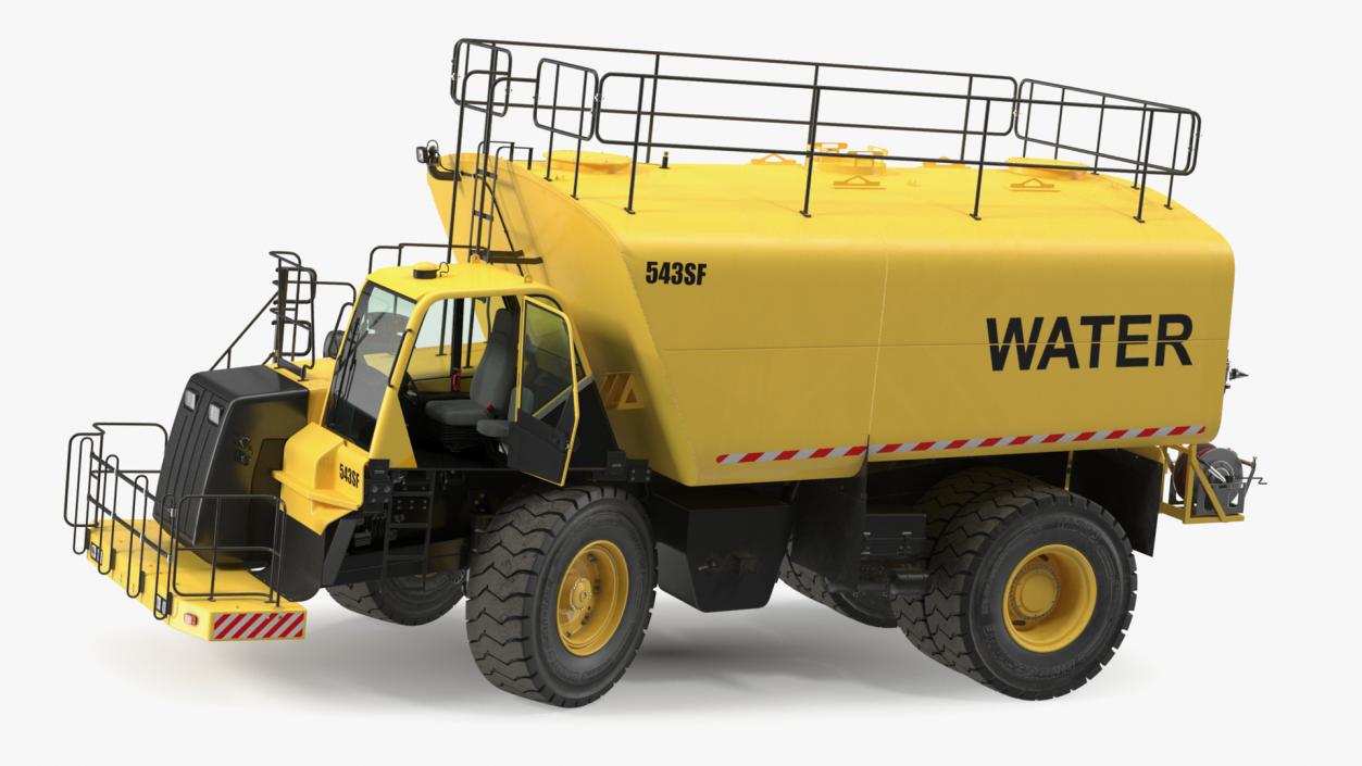 Yellow Construction Water Truck Rigged for Maya 3D