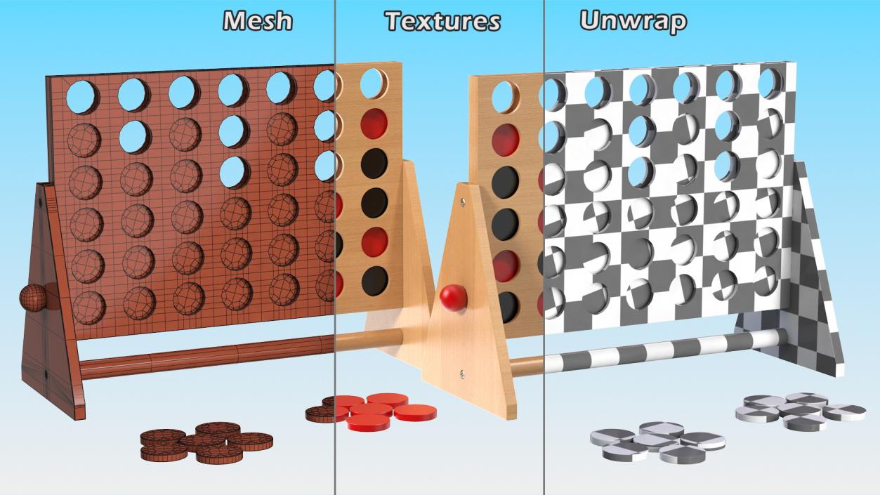 Puissance 4 Board Game Wooden 3D model