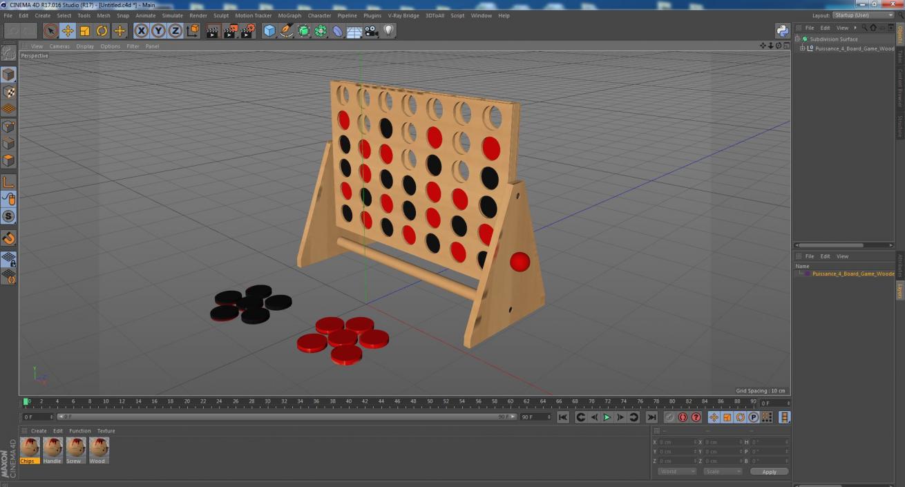 Puissance 4 Board Game Wooden 3D model