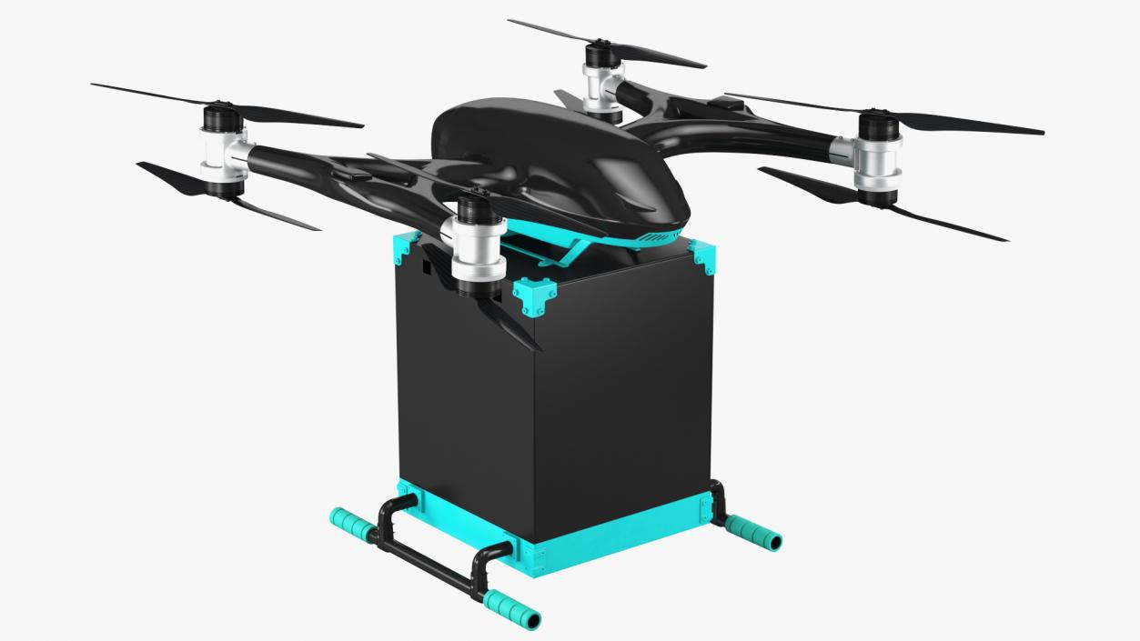 3D Quadcopter Drone with Delivery Package model