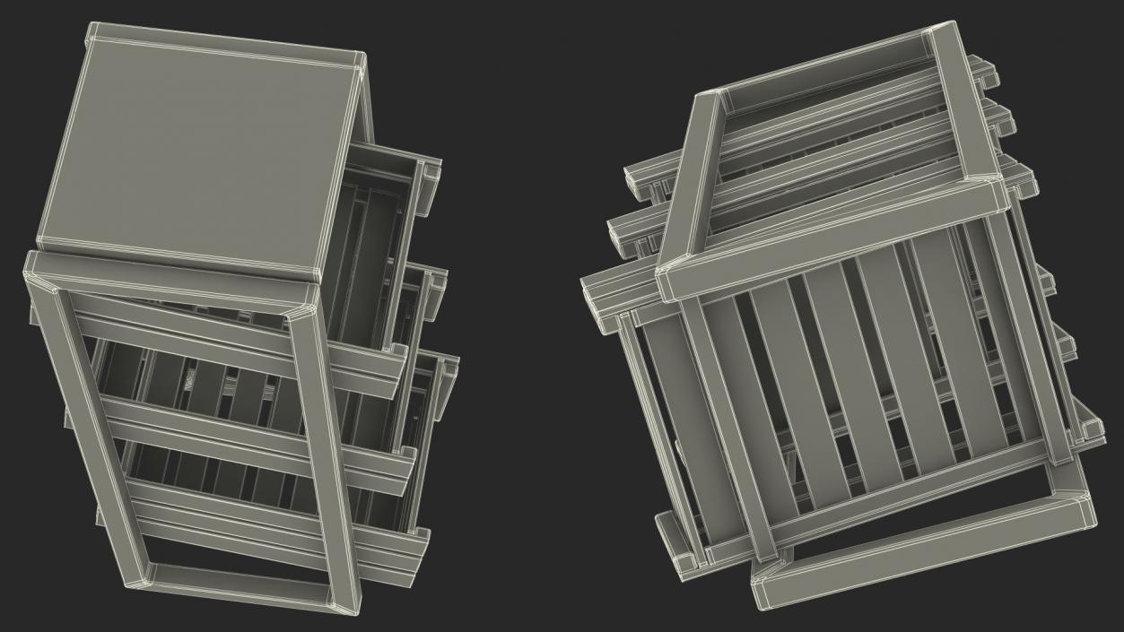 Wooden Vegetable Rack with Drawers 3D model