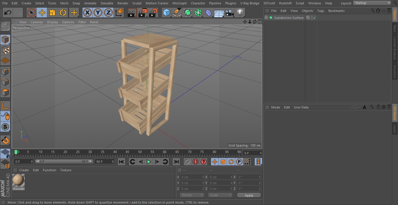 Wooden Vegetable Rack with Drawers 3D model