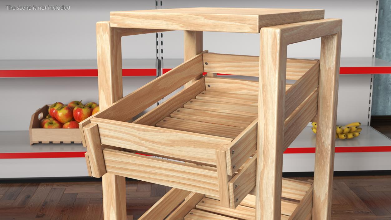 Wooden Vegetable Rack with Drawers 3D model