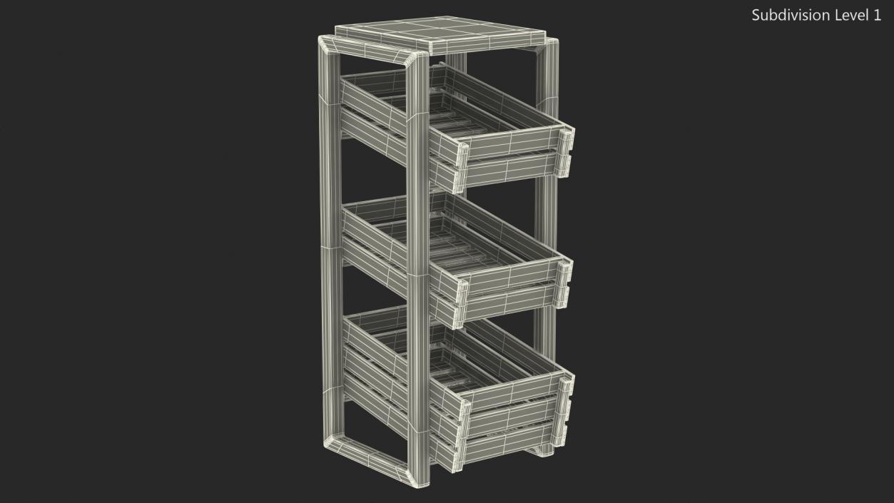 Wooden Vegetable Rack with Drawers 3D model