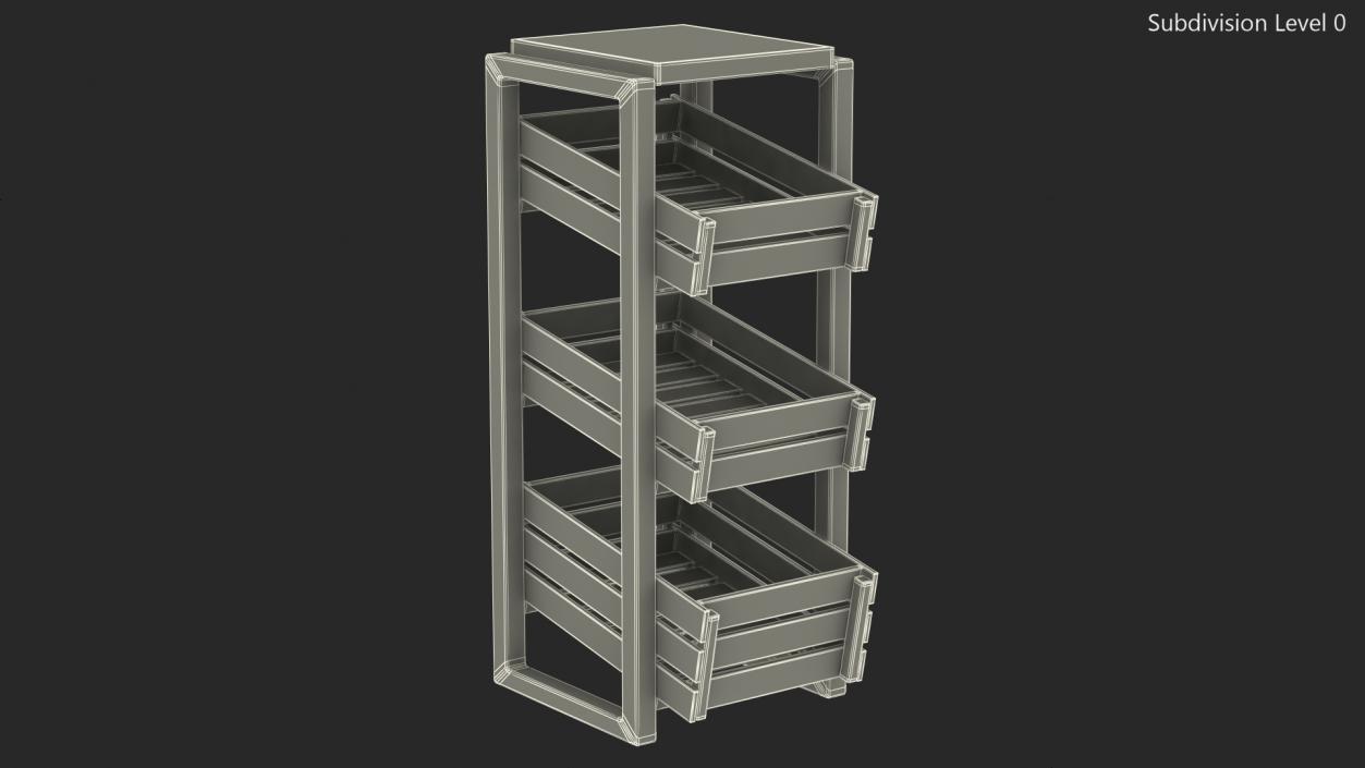 Wooden Vegetable Rack with Drawers 3D model