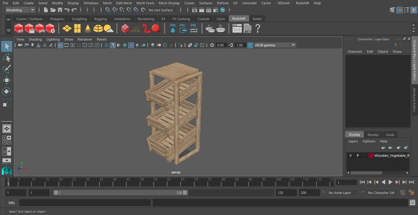 Wooden Vegetable Rack with Drawers 3D model