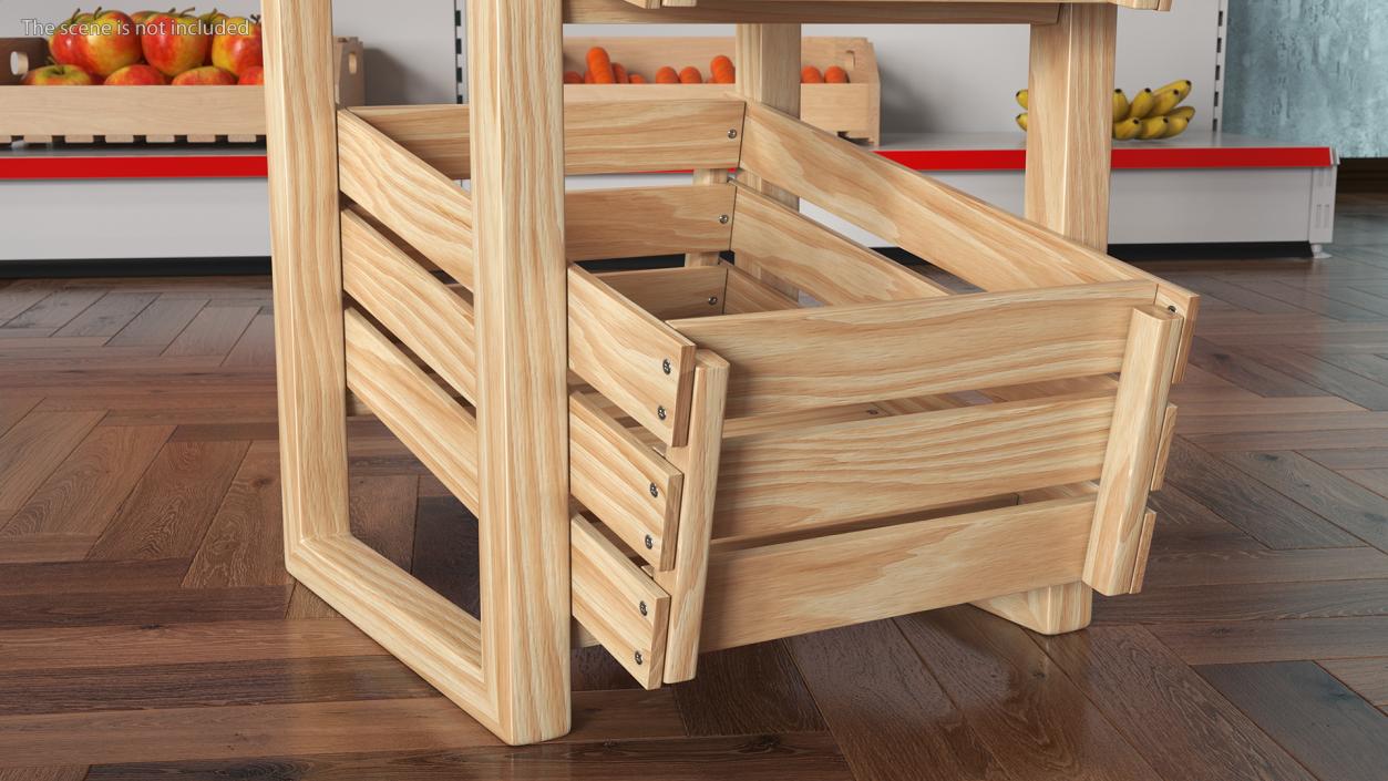 Wooden Vegetable Rack with Drawers 3D model