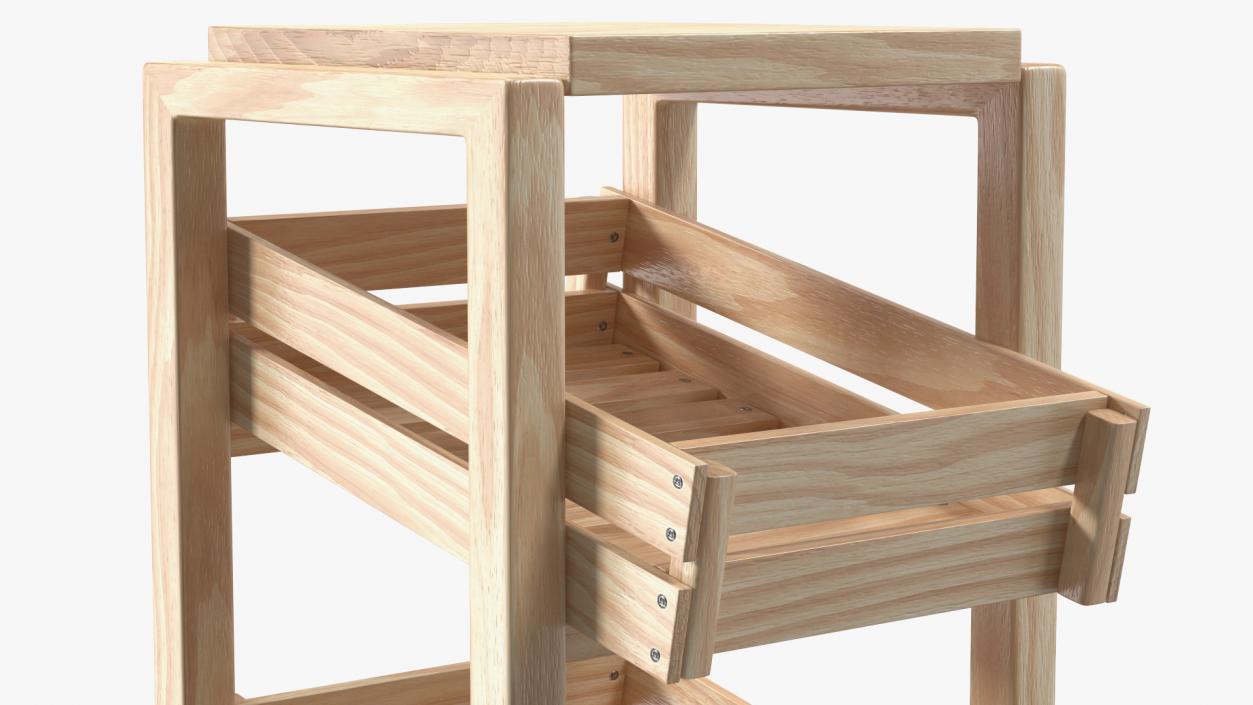 Wooden Vegetable Rack with Drawers 3D model