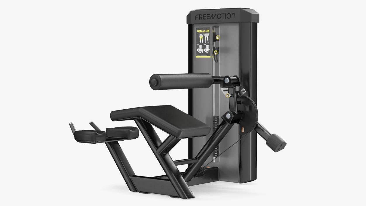 3D Freemotion Prone Leg Curl Trainer Black Rigged