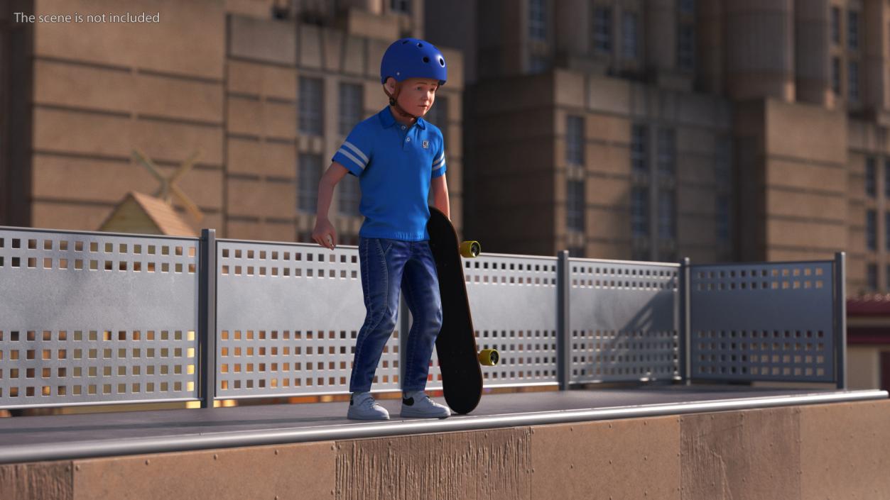 3D Skatepark Ramp and Skateboarder