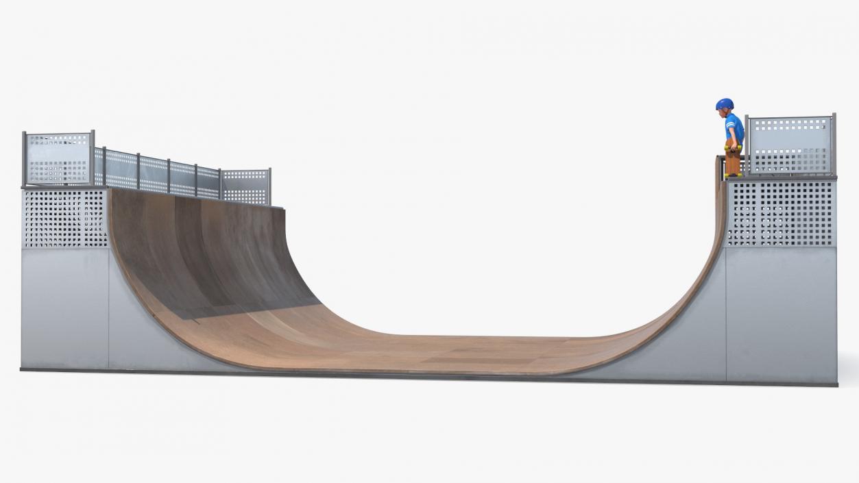 3D Skatepark Ramp and Skateboarder