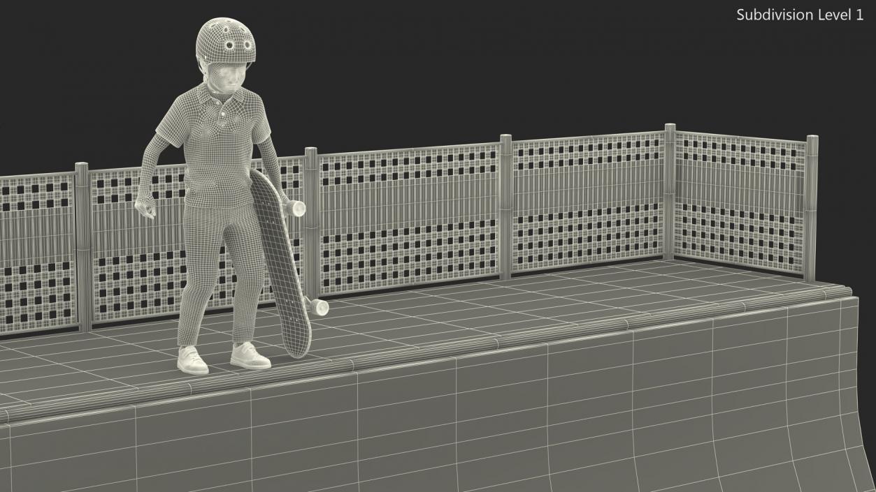 3D Skatepark Ramp and Skateboarder