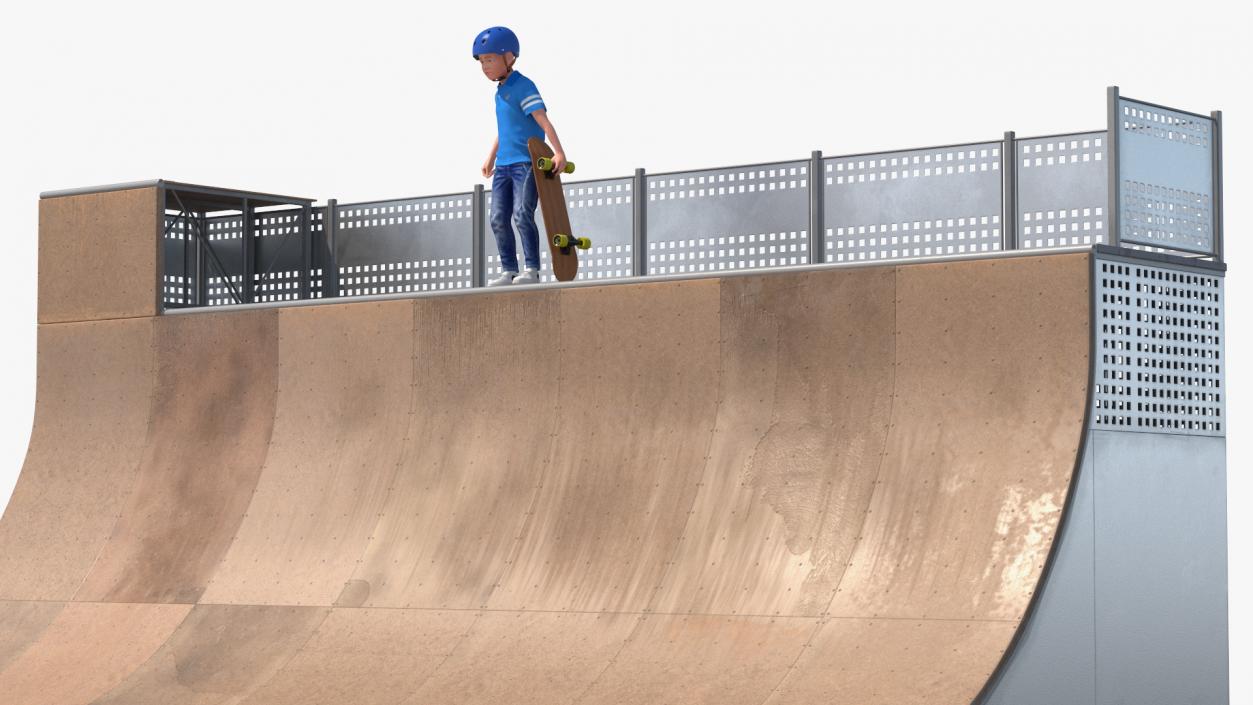 3D Skatepark Ramp and Skateboarder