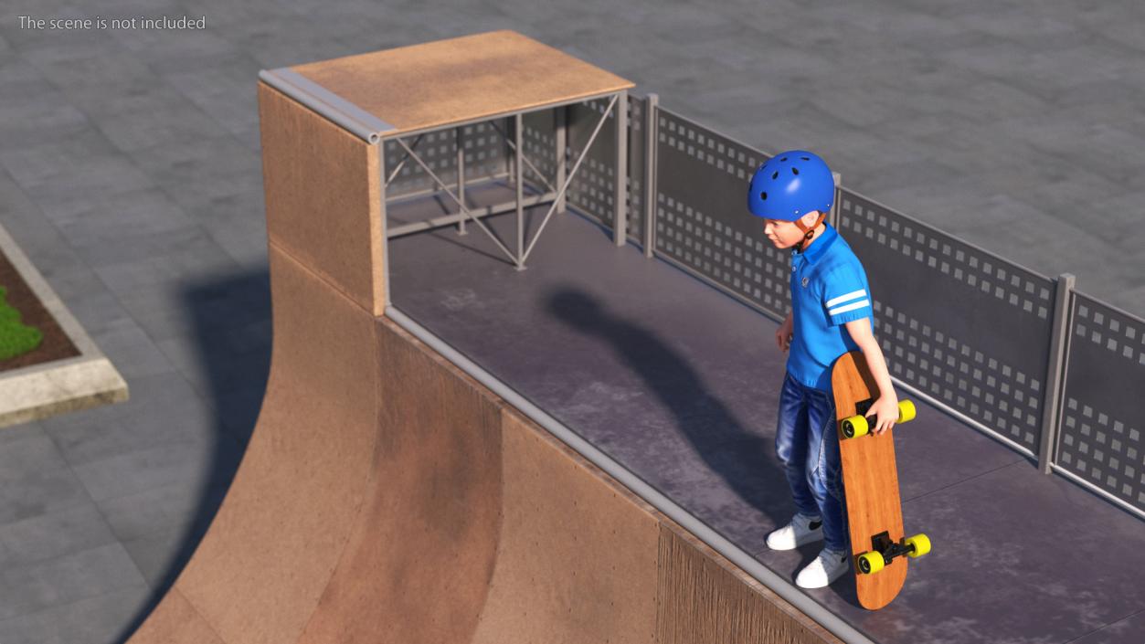 3D Skatepark Ramp and Skateboarder