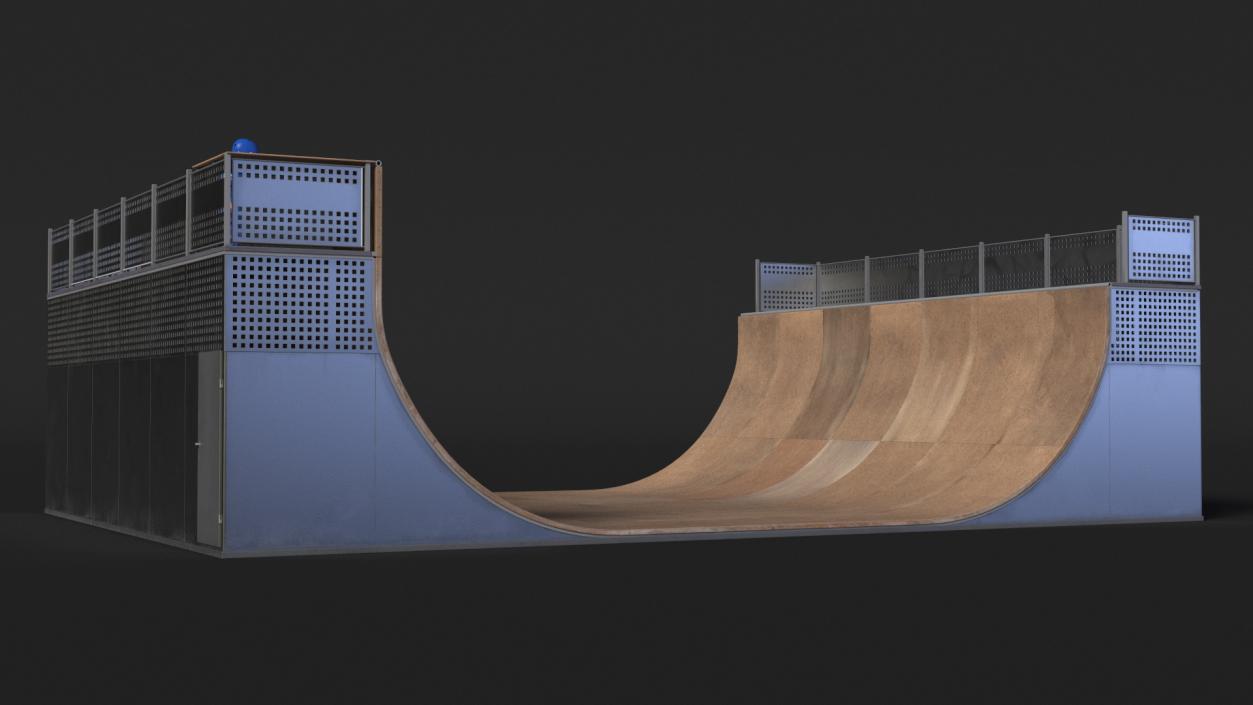 3D Skatepark Ramp and Skateboarder