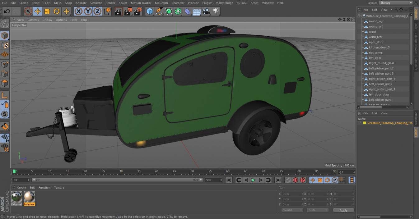 3D model Vistabule Teardrop Camping Trailer Simple Interior