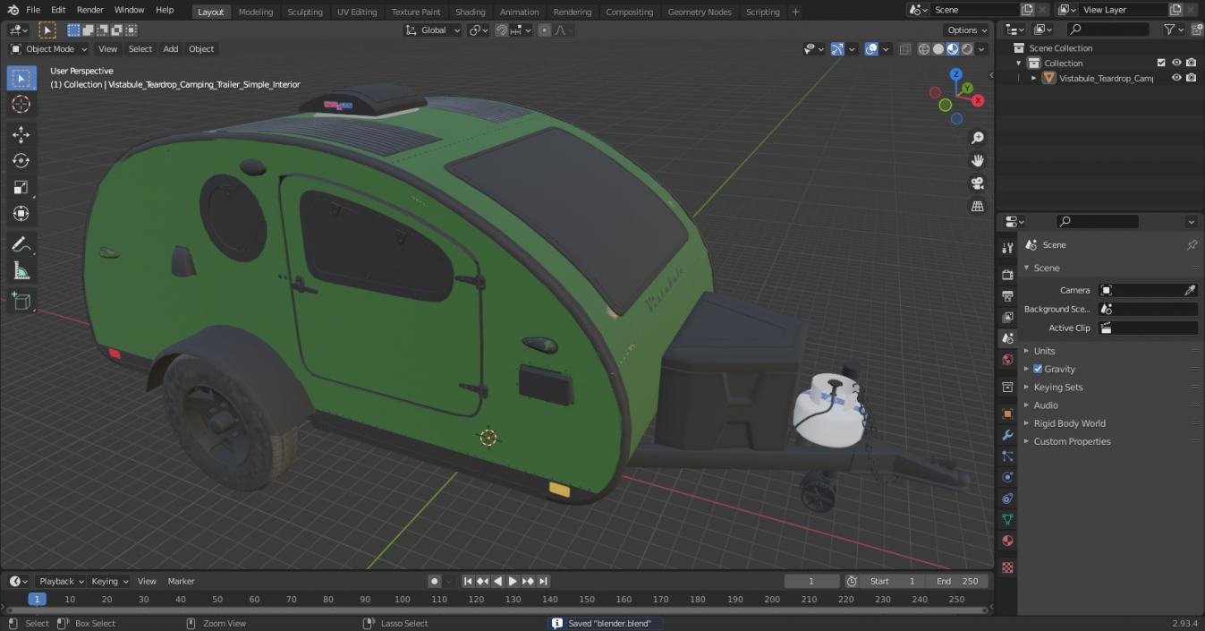 3D model Vistabule Teardrop Camping Trailer Simple Interior