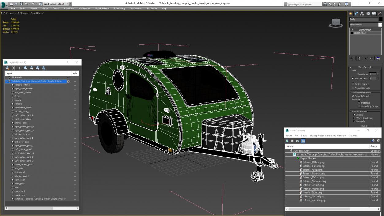 3D model Vistabule Teardrop Camping Trailer Simple Interior