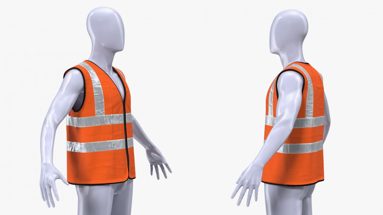 3D model Mannequin with Orange Hi Vis Safety Vest