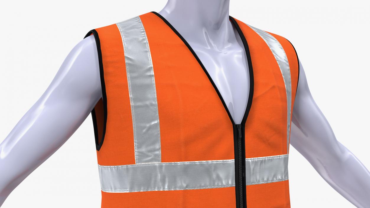 3D model Mannequin with Orange Hi Vis Safety Vest