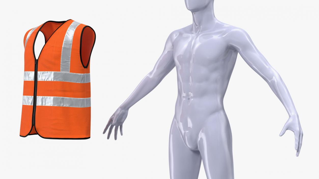 3D model Mannequin with Orange Hi Vis Safety Vest