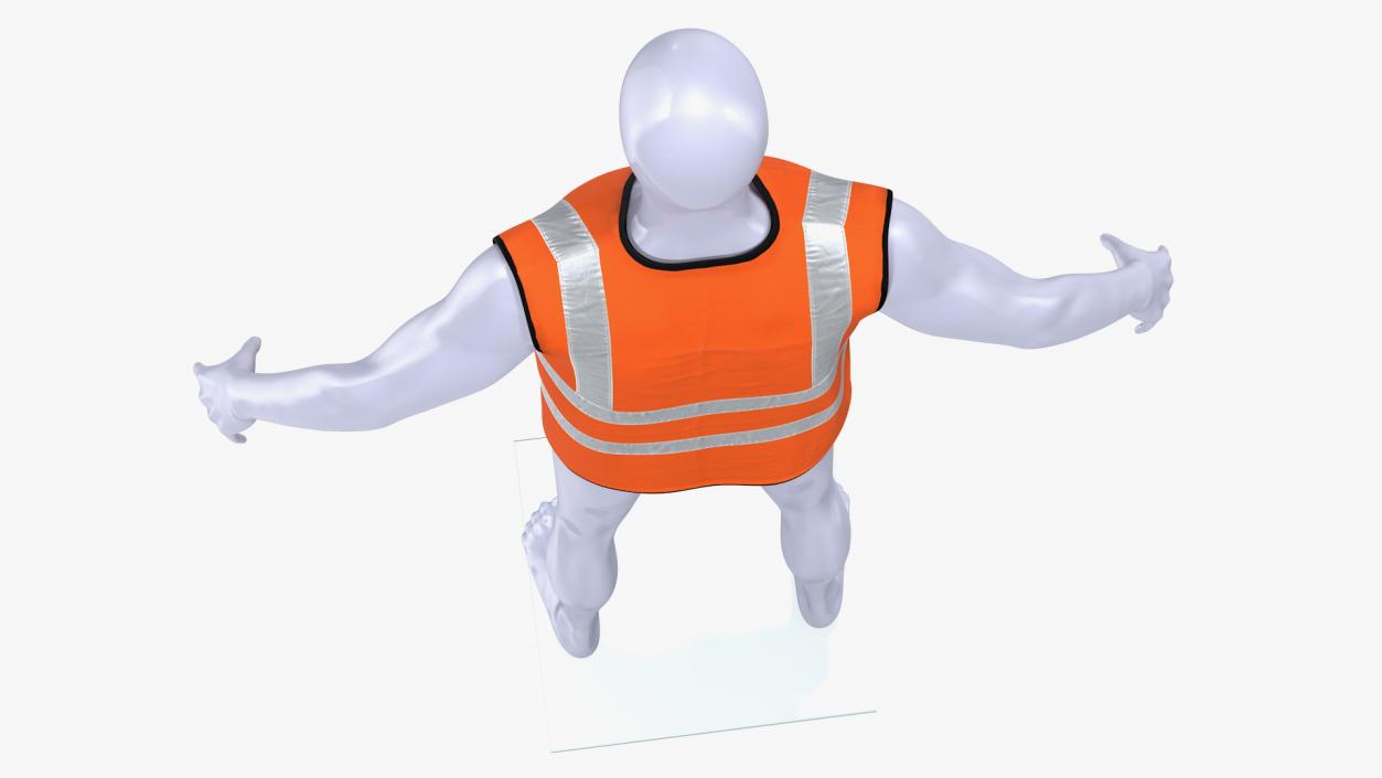 3D model Mannequin with Orange Hi Vis Safety Vest