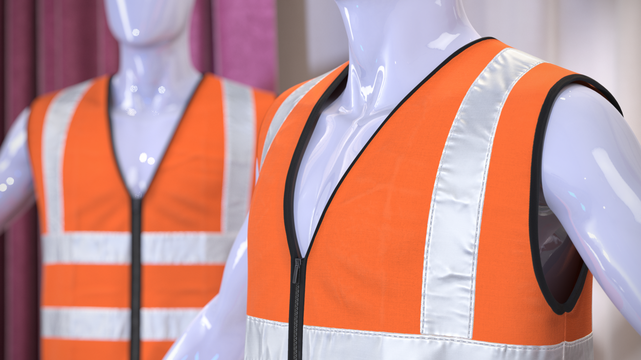 3D model Mannequin with Orange Hi Vis Safety Vest