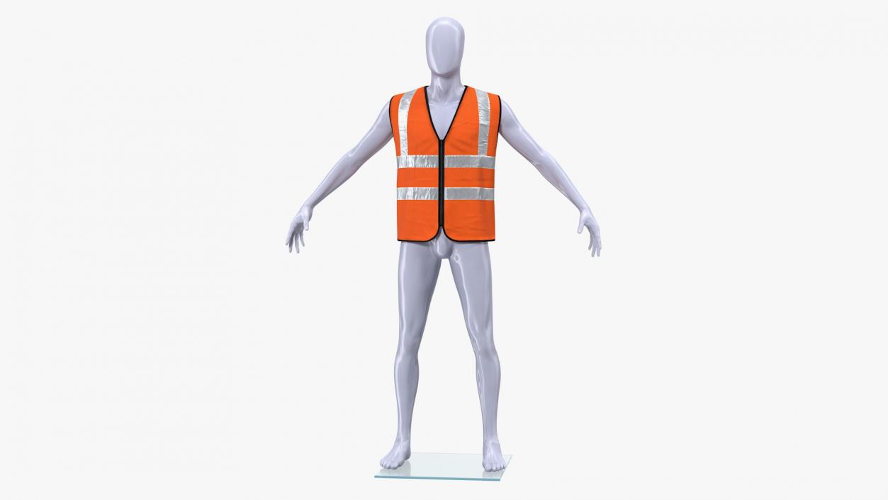 3D model Mannequin with Orange Hi Vis Safety Vest