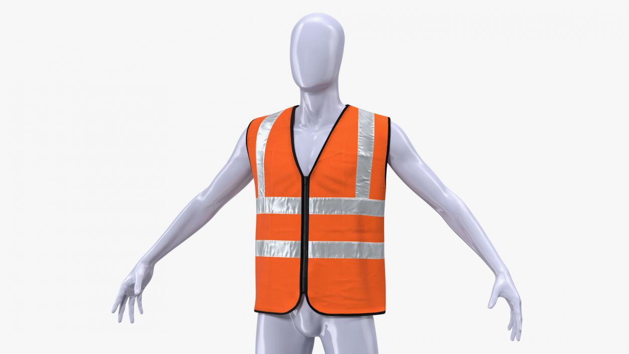 3D model Mannequin with Orange Hi Vis Safety Vest