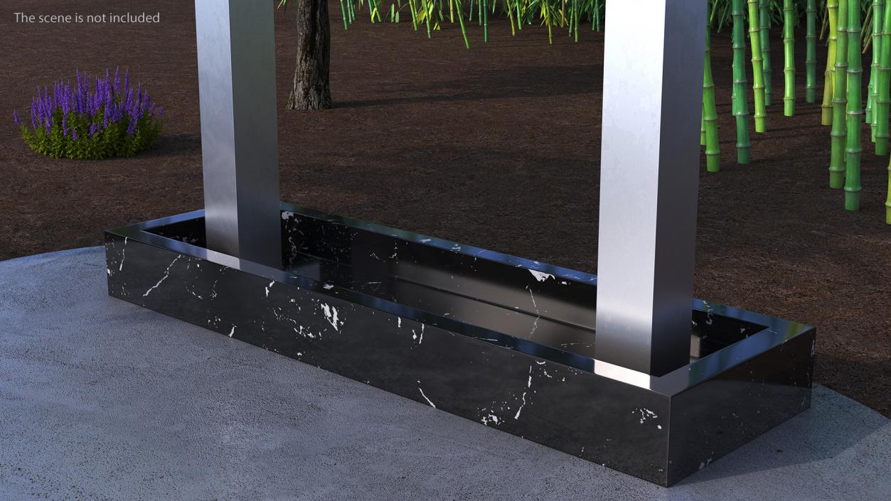 3D Modern Metal Fountain No Water Black