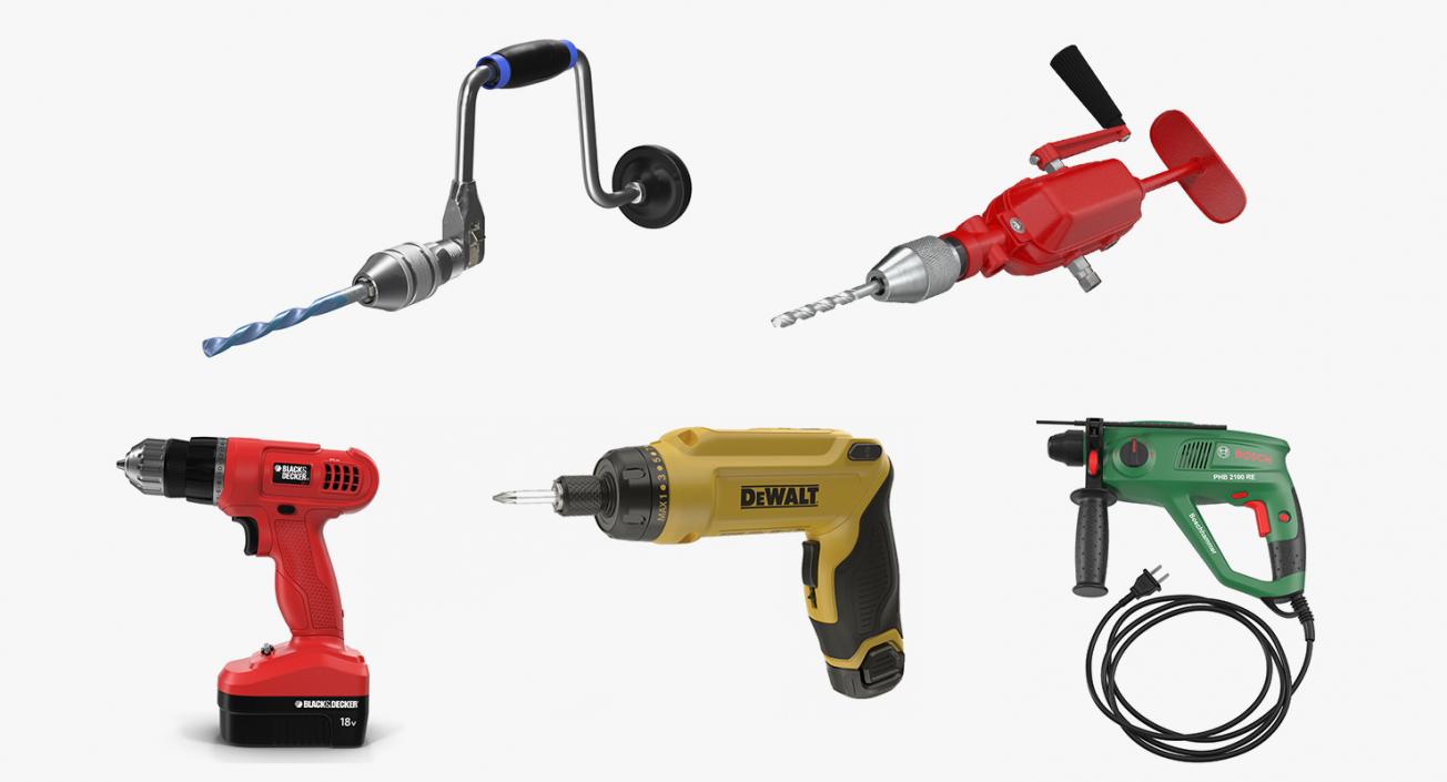 Hand Drills Collection 3 3D model